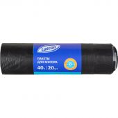 Мешки для мусора ПВД 40л 30мкм 20шт/рул черные 55х70см Luscan с завязками