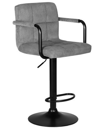 Стул барный DOBRIN KRUGER ARM BLACK, серый вельвет (LAR-E2041-25)