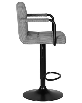 Стул барный DOBRIN KRUGER ARM BLACK, серый вельвет (LAR-E2041-25)