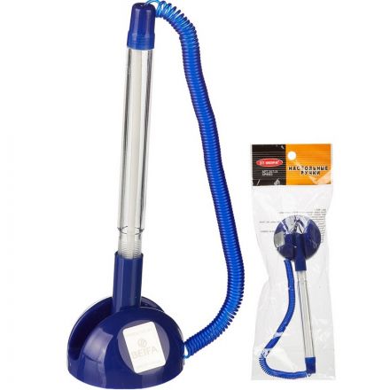 Ручка шариковая на синей подставке Beifa синяя на липучке с пружиной (толщина линии 0.5 мм)