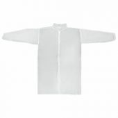 Халат одноразовый белый на липучках КОМПЛЕКТ 10 шт., XXXL, 60-62 размер, 110 см, рукав на резинке, 30 г/м2, ОПТИТРЕЙД