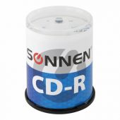 Диск CD-R SONNEN, 700 Mb, 52x, Cake Box (упаковка на шпиле) КОМПЛЕКТ 100 шт., 513533