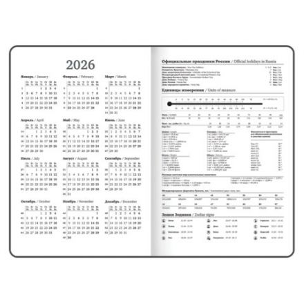 Ежедневник датированный 2026 с резинкой 145х203 мм, А5, BRAUBERG, твердый, "Безмятежность", 117336