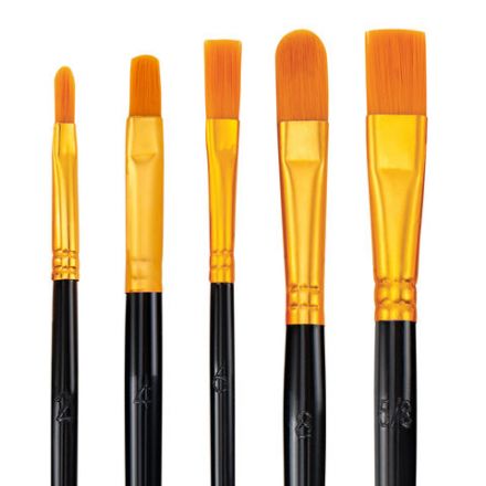 Кисти набор 10 шт., синтетика, черные, № 2/0-8 (Круглые; Овальные; Плоские; Лайнеры), WBZ (ВБЗ), 201084