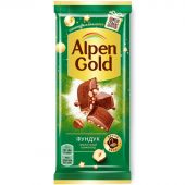 Шоколад Alpen Gold плитка молоч.с фунд., 85г Шоколад Alpen Gold плитка молоч.с фунд., 85г