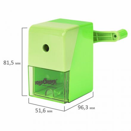 Точилка механическая ЮНЛАНДИЯ "Пастель", для чернографитных и цветных карандашей, корпус зелёный, 272000