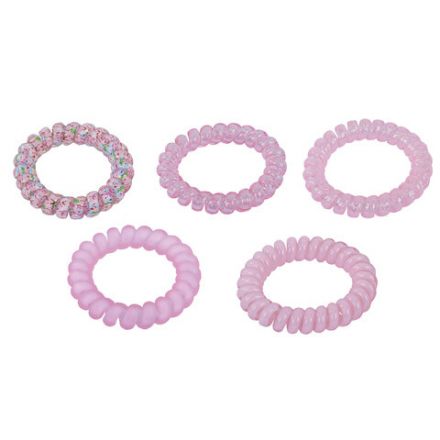Резинки для волос НАБОР 5 шт., диаметр 5 см, пружинка, розовые, MONTE VITA (МОНТЕ ВИТА), 457062