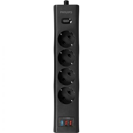 Сетевой фильтр Philips CHP8246BA/51 4р/2м с USB, 10А, черный Сетевой фильтр Philips CHP8246BA/51 4р/2м с USB, 10А, черный