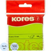 Стикеры Kores 75x75 мм неоновые зеленые (1 блок, 100 листов)
