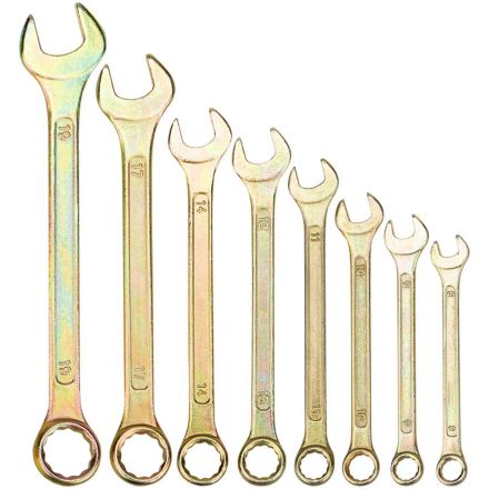 Набор ключей комбинир. 8 шт, 8-19мм, желтый цинк REXANT 12-5842-2