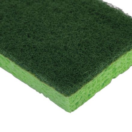 Губки для посуды 110х70х20 мм, ЦЕЛЛЮЛОЗНЫЕ + АБРАЗИВ, КОМПЛЕКТ 2 штуки, зеленые/зеленый абразив, LAIMA, 700258