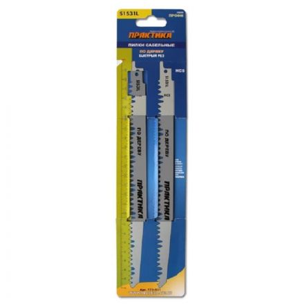 Полотно для сабел.пилы ПРАКТИКА S1531L HCS, по дереву 240мм, 2шт. (773-521)