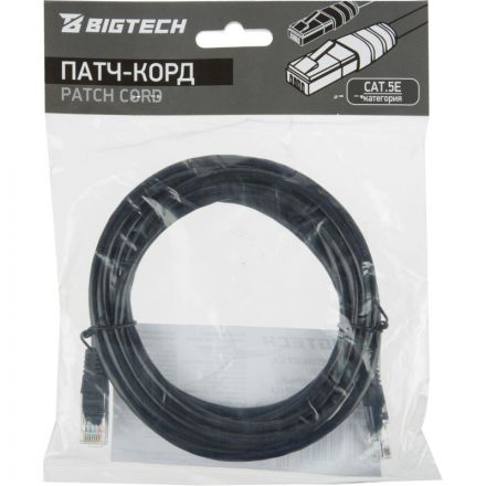 Патч-корд BigTech OPCC010 UTP CCA кат.5e/3м/литой/многожильный (черный)