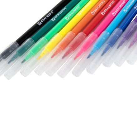 Фломастеры кросс-серия МИЛЫЕ КОТЫ, 12 цветов, вентилируемый колпачок, картонная коробка с европодвесом, BRAUBERG, 152620