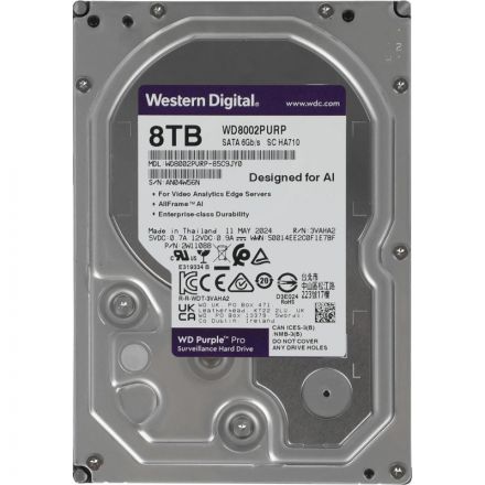 Жесткий диск WD Purple Pro 8TB SATA WD8002PURP 3.5 7200rpm 256MB Жесткий диск WD Purple Pro 8TB SATA WD8002PURP 3.5 7200rpm 256MB