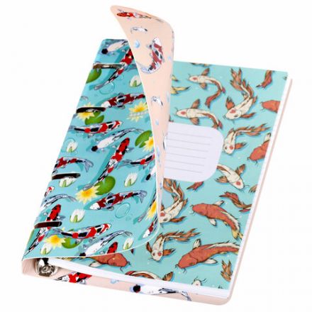 Тетрадь на кольцах А5 160х212 мм, 120 листов, картон, выборочный лак, клетка, BRAUBERG, "Карпы Кои", 404730