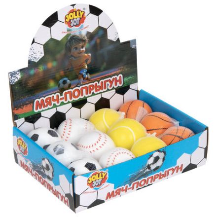 Мяч-попрыгун СПОРТ, 6 см, полиуретан ассорти, 4 вида, JOLLY JOT (ДЖОЛЛИ ДЖОТ), 666127