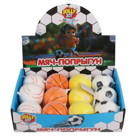 Мяч-попрыгун СПОРТ, 6 см, полиуретан ассорти, 4 вида, JOLLY JOT (ДЖОЛЛИ ДЖОТ), 666127