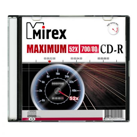 Носители информации CD-R, 52x, Mirex Maximum, Slim/1, UL120052A8S