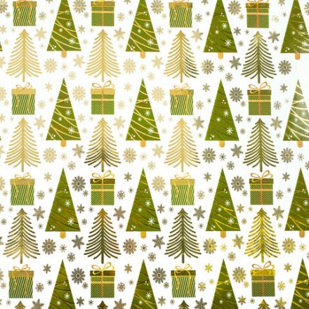 Бумага упаковочная новогодняя С ЭФФЕКТАМИ (1 шт.) "Gold&Green", 70х100 см, ассорти, ЗОЛОТАЯ СКАЗКА, 592186
