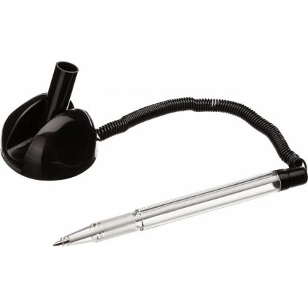 Ручка шариковая на черной подставке Beifa синяя на липучке с пружиной (толщина линии 0.5 мм)