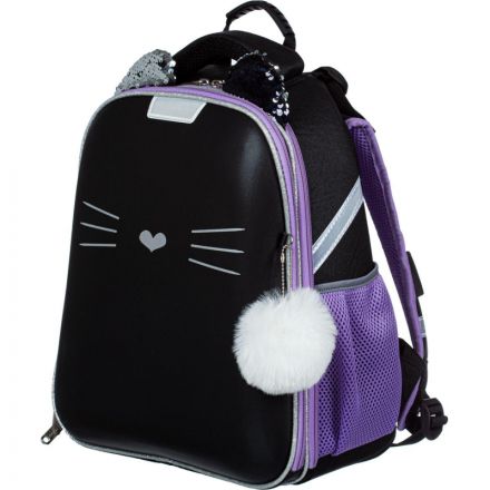 Ранец N1School Kitty black, 2 отд., эргоном. спинка, экокожа