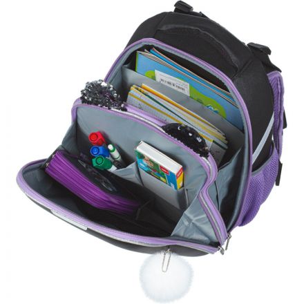 Ранец N1School Kitty black, 2 отд., эргоном. спинка, экокожа