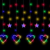 Электрогирлянда Бахрома 2.4x0.9 м Сердце,IP20,186LED,мульт,8 реж 4356976