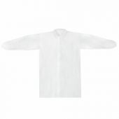 Халат одноразовый белый на липучках КОМПЛЕКТ 10 шт., 4XL, 64-66 размер, 110 см, рукав на резинке, 30 г/м2, ОПТИТРЕЙД