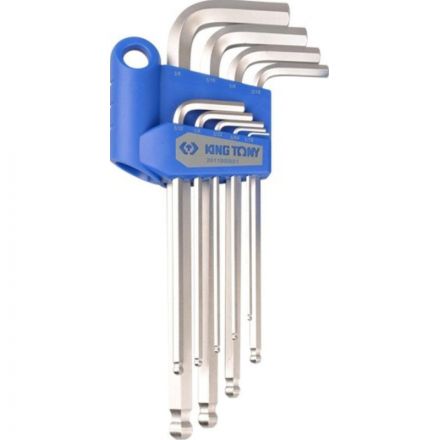 Набор ключей Г-образных шестигран. 1/16-3/8, длинные,шар.,9 пред. KING Tony