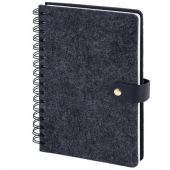 Ежедневник недатированный, А5, 135х210 мм, BRAUBERG "Felt", на гребне, войлок, застежка на кнопке, 160 л., черный, 117132