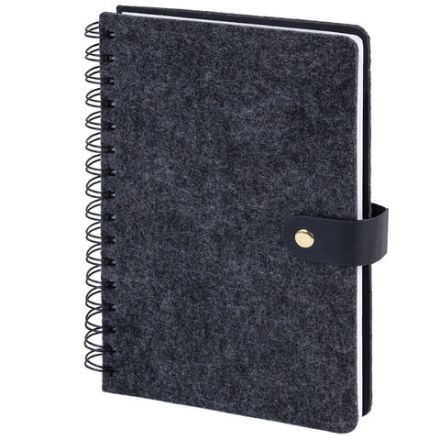 Ежедневник недатированный, А5, 135х210 мм, BRAUBERG "Felt", на гребне, войлок, застежка на кнопке, 160 л., черный, 117132