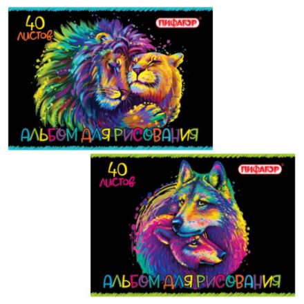 Альбом для рисования А4 40 л., скоба, обложка офсет, ПИФАГОР, 203х288 мм, "Нежность" (2 вида), 106700