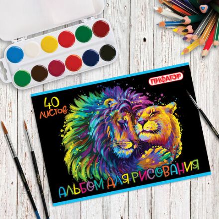 Альбом для рисования А4 40 л., скоба, обложка офсет, ПИФАГОР, 203х288 мм, "Нежность" (2 вида), 106700