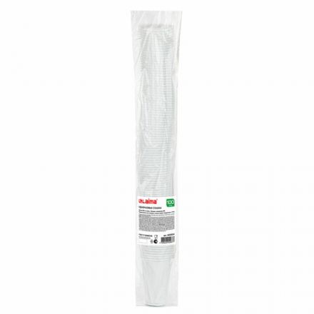 Стакан одноразовый, пластиковый 200 мл, КОМПЛЕКТ 100 шт., БЮДЖЕТ, белые, ПП, холодное/горячее, LAIMA, 600934