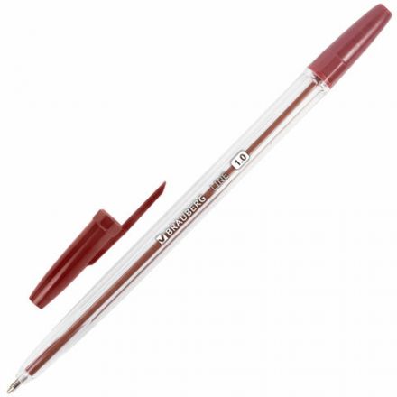 Ручки шариковые BRAUBERG, НАБОР 10 шт., АССОРТИ, "Line", корпус прозрачный, узел 1 мм, линия письма 0,5 мм, 141874