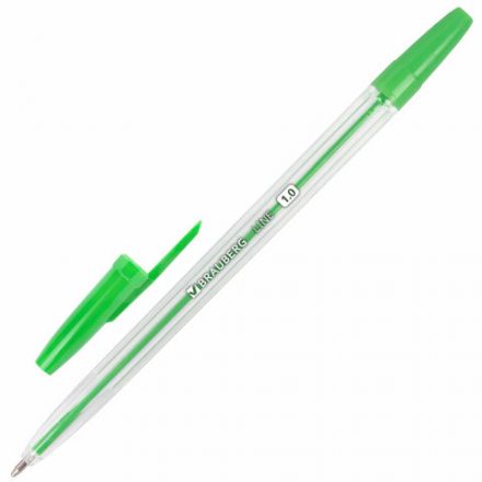 Ручки шариковые BRAUBERG, НАБОР 10 шт., АССОРТИ, "Line", корпус прозрачный, узел 1 мм, линия письма 0,5 мм, 141874