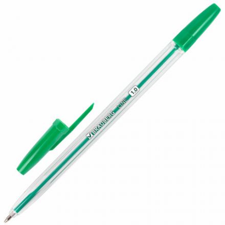 Ручки шариковые BRAUBERG, НАБОР 10 шт., АССОРТИ, "Line", корпус прозрачный, узел 1 мм, линия письма 0,5 мм, 141874