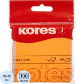 Стикеры Kores 75x75 мм неоновые оранжевые (1 блок, 100 листов)