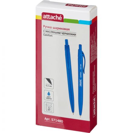 Ручка шариковая автоматическая Attache Comfort синяя (толщина линии 0.5 мм) Ручка шариковая автоматическая Attache Comfort синяя (толщина линии 0.5 мм)