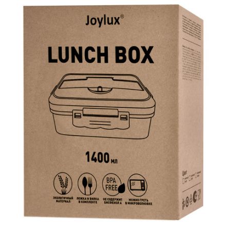 Ланч-бокс контейнер, 1 секция, 3 отделения, 1,4 л, ложка, вилка, 8х21х14 см, бежевый, JOYLUX (ДЖОЙЛЮКС) ECO, 609346 Ланч-бокс контейнер, 1 секция, 3 отделения, 1,4 л, ложка, вилка, 8х21х14 см, бежевый, JOYLUX (ДЖОЙЛЮКС) ECO, 609346