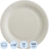 Тарелка одноразовая бум. 23см, белая, с ламинацией 500шт/кор