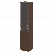 Nova S Шкаф высокий узкий (1 низкая дверь ЛДСП, 1 средняя дверь стекло) В.СУ-1.2 (L) Венге 388*360*1915