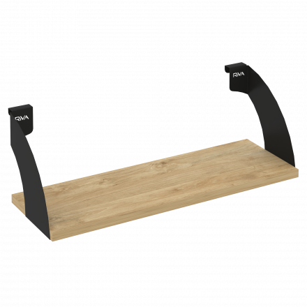 Навесные полки. Кронштейны+ЛДСП полка 600мм MAN-41-6 Тиквуд светлый/Чёрный металл 600*220*200