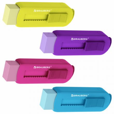 Ластик выдвижной BRAUBERG "Slider", 88х26х21 мм, яркие цвета корпуса ассорти, 271985