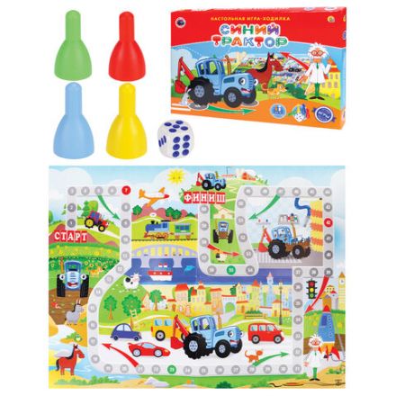 Игра-ходилка настольная детская, СИНИЙ ТРАКТОР, РК, ИН-6130