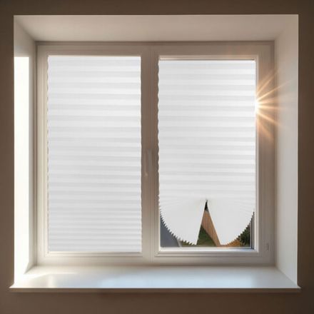 Жалюзи-плиссе, штора тканевая самоклеящаяся BRABIX, 90х180 см, СТАНДАРТ+, 80 г/м2, цвет белый, 1 шт., 700008