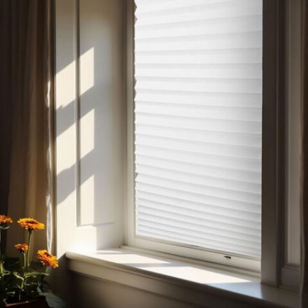 Жалюзи-плиссе, штора тканевая самоклеящаяся BRABIX, 90х180 см, СТАНДАРТ+, 80 г/м2, цвет белый, 1 шт., 700008