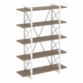 Loft Стеллаж на регулируемых опорах-5 полок VR.L-MST.O-5.8V Тиквуд тёмный/Белый металл 1200*400*1650