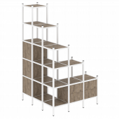 Loft Угловой внешний стеллаж наборный VR.L-59 Тиквуд тёмный/Белый металл 1278*1278*2280